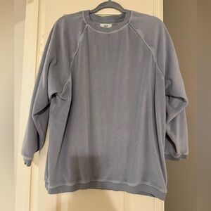 Aerie Gray Blue Velour Crewneck Top